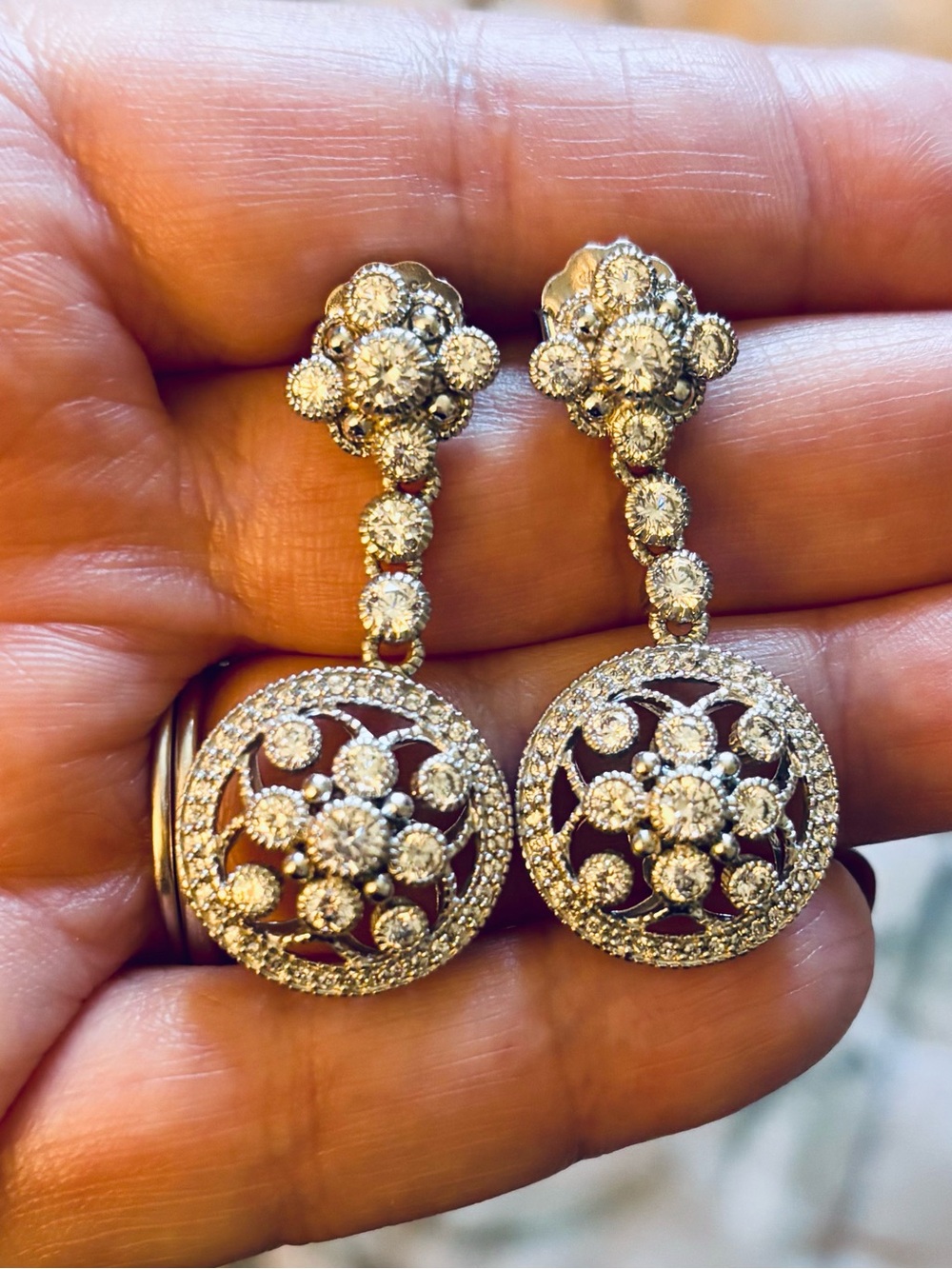 Judith Ripka Sterling Silver CZ Vintage Style Drop Dangle Earrings